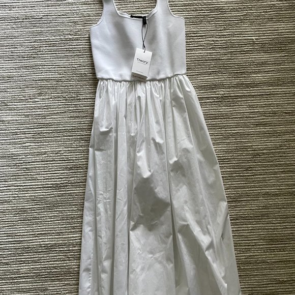 Theory: Gathered Sleeveless Dress in Stretch Knit